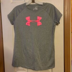 Under Armour Logo Grey and Pink T-Shirt - YLG/Women’s Small